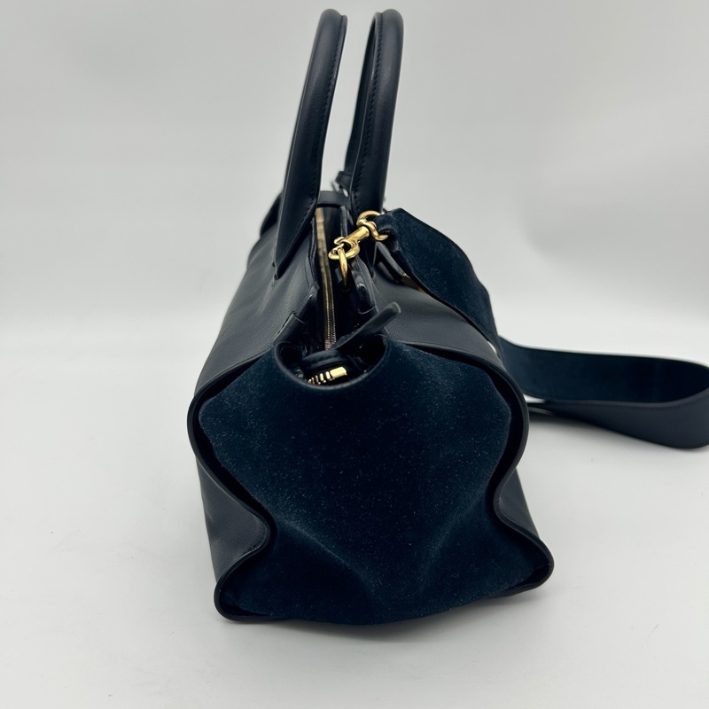 「JL精品代購」9新 YSL Cabas 藏藍色2way托特包-4