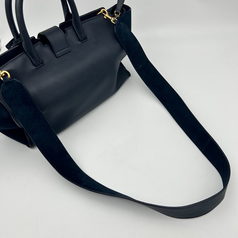 「JL精品代購」9新 YSL Cabas 藏藍色2way托特包-6
