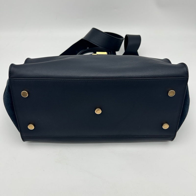 「JL精品代購」9新 YSL Cabas 藏藍色2way托特包-7