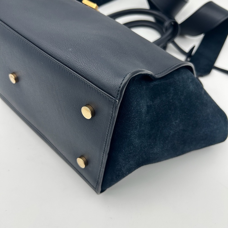 「JL精品代購」9新 YSL Cabas 藏藍色2way托特包-9