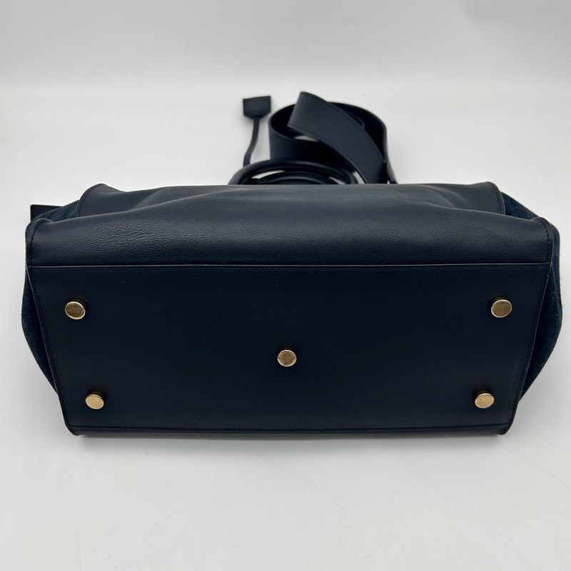 「JL精品代購」9新 YSL Cabas 藏藍色2way托特包-10