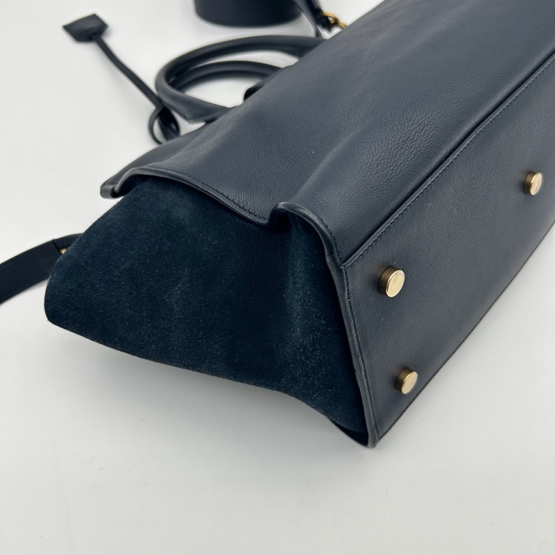 「JL精品代購」9新 YSL Cabas 藏藍色2way托特包-11