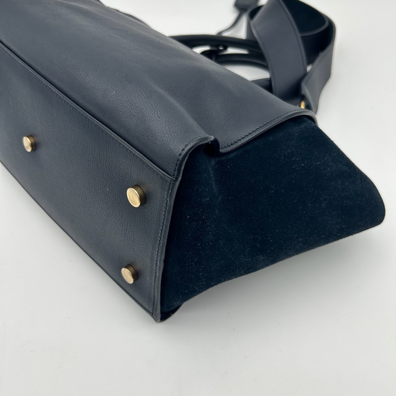 「JL精品代購」9新 YSL Cabas 藏藍色2way托特包-12