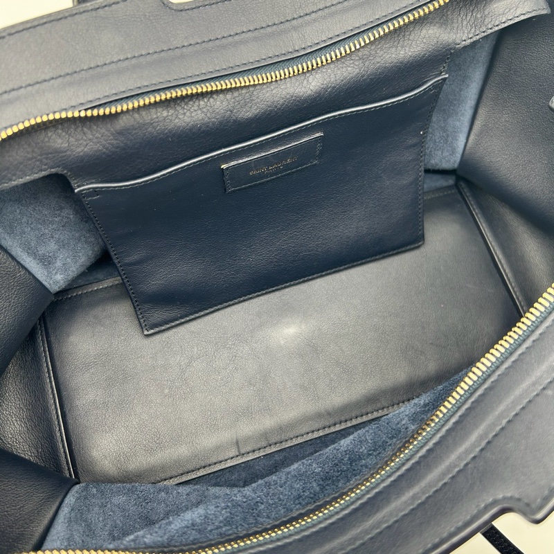「JL精品代購」9新 YSL Cabas 藏藍色2way托特包-14