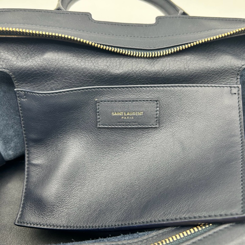 「JL精品代購」9新 YSL Cabas 藏藍色2way托特包-15