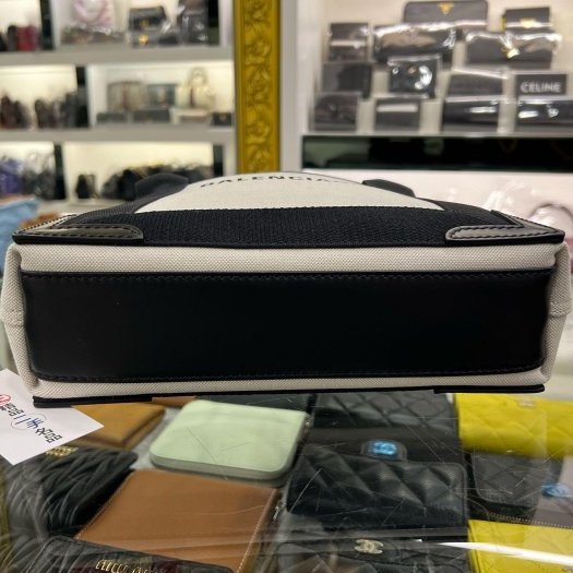 東區正精品㊣BALENCIAGA CABAS XS 390346 近全新巴黎世家黑白色帆布手提斜背包二用包 RZ6227-5