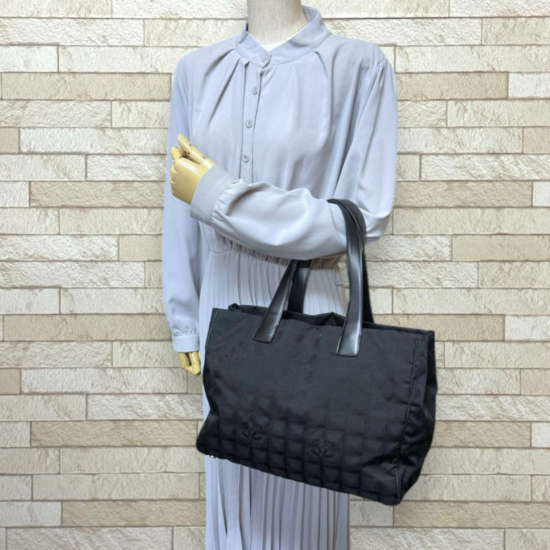 二手香奈兒新款MM托特包,尼龍提花布料,A15991,黑色,女士款-1