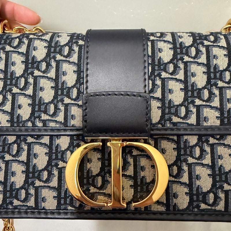 Dior 30 Montaigne 老花 CD 鏈條包 深藍 Oblique 經典款 9成新 正品 義大利製-1