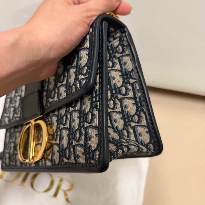 Dior 30 Montaigne 老花 CD 鏈條包 深藍 Oblique 經典款 9成新 正品 義大利製-3