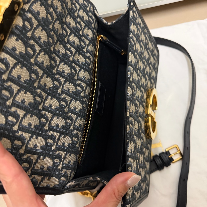 Dior 30 Montaigne 老花 CD 鏈條包 深藍 Oblique 經典款 9成新 正品 義大利製-5