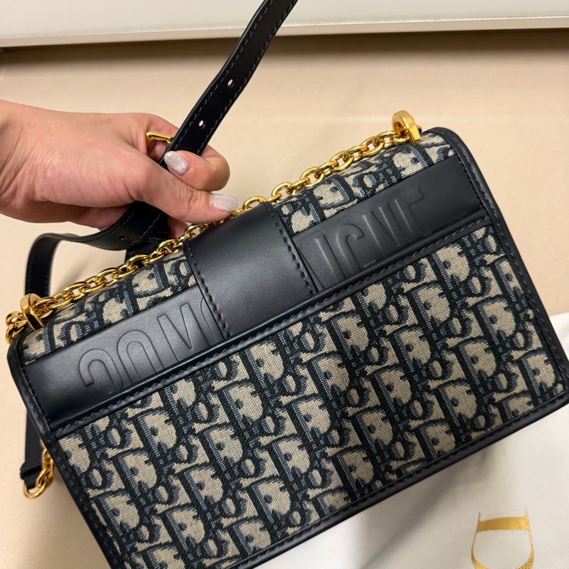 Dior 30 Montaigne 老花 CD 鏈條包 深藍 Oblique 經典款 9成新 正品 義大利製-6