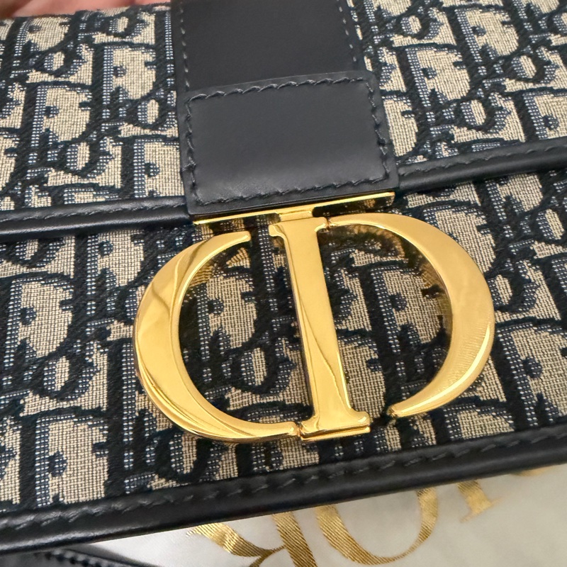 Dior 30 Montaigne 老花 CD 鏈條包 深藍 Oblique 經典款 9成新 正品 義大利製-14