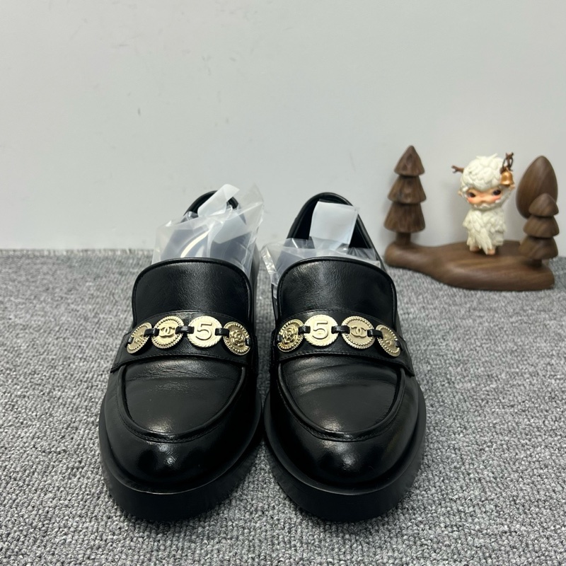 99新 CHANEL香奈兒樂福鞋女鞋金幣/錢幣黑色 38.5碼-3