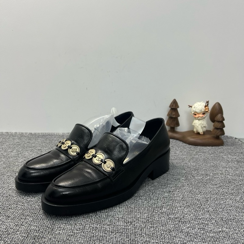 99新 CHANEL香奈兒樂福鞋女鞋金幣/錢幣黑色 38.5碼-13