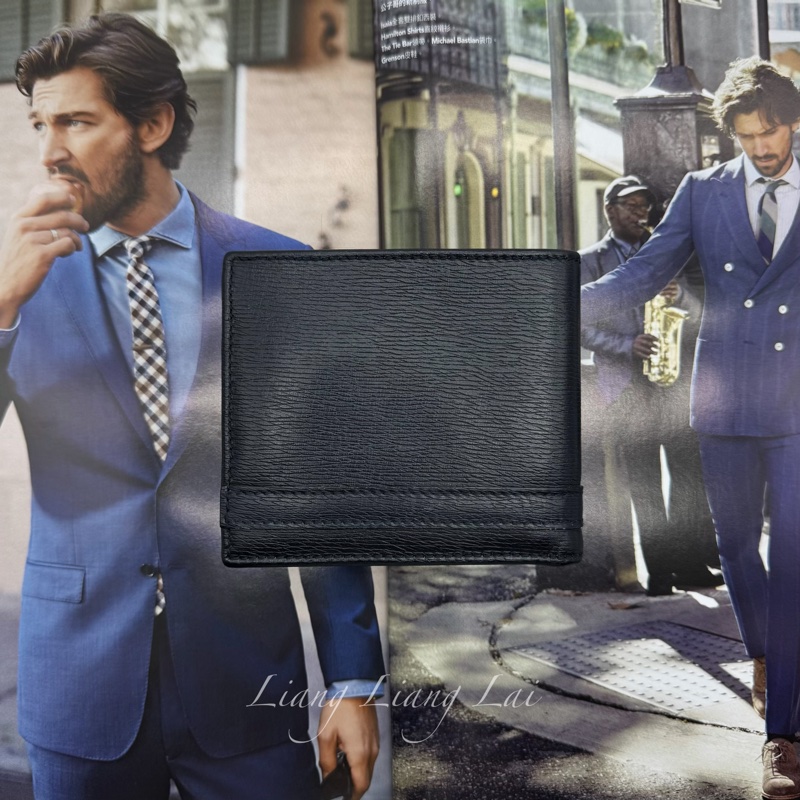 GUCCI 古馳經典金屬標牛皮壓紋深藍色對開短夾-1