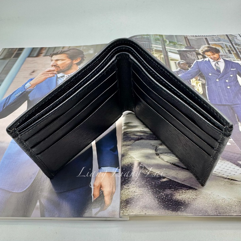 GUCCI 古馳經典金屬標牛皮壓紋深藍色對開短夾-6