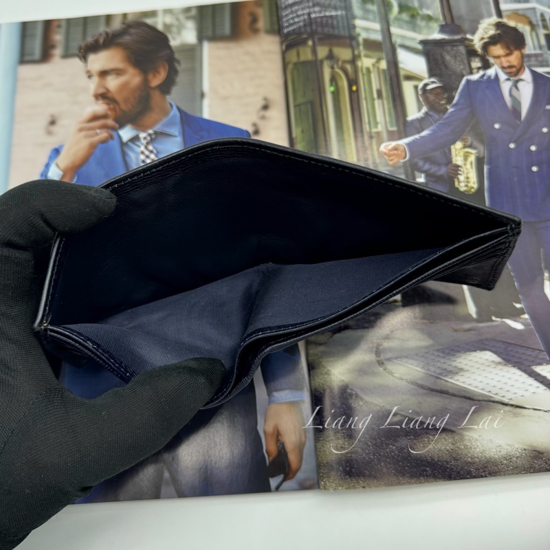 GUCCI 古馳經典金屬標牛皮壓紋深藍色對開短夾-9