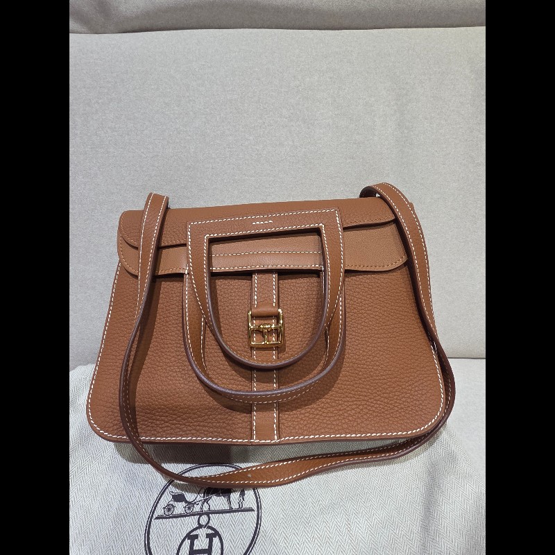 (99.9新)離櫃新品 HERMES HALZEN 25金棕色 (2022年)-0