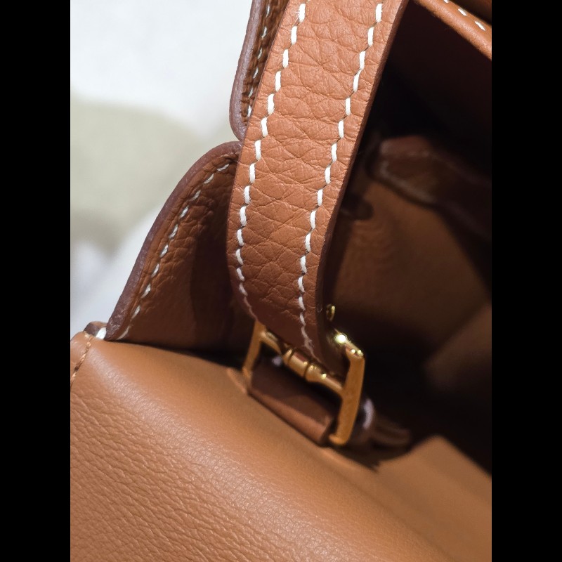 (99.9新)離櫃新品 HERMES HALZEN 25金棕色 (2022年)-6