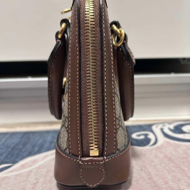 《降價售、誠可議》Gucci Horsebit 1955 Mini Top Handle 貝殼包 焦糖棕-3