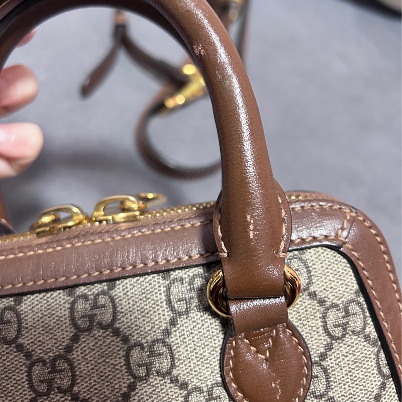 《降價售、誠可議》Gucci Horsebit 1955 Mini Top Handle 貝殼包 焦糖棕-11