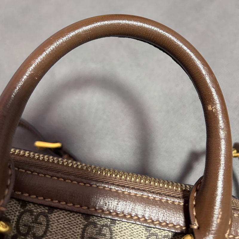 《降價售、誠可議》Gucci Horsebit 1955 Mini Top Handle 貝殼包 焦糖棕-12