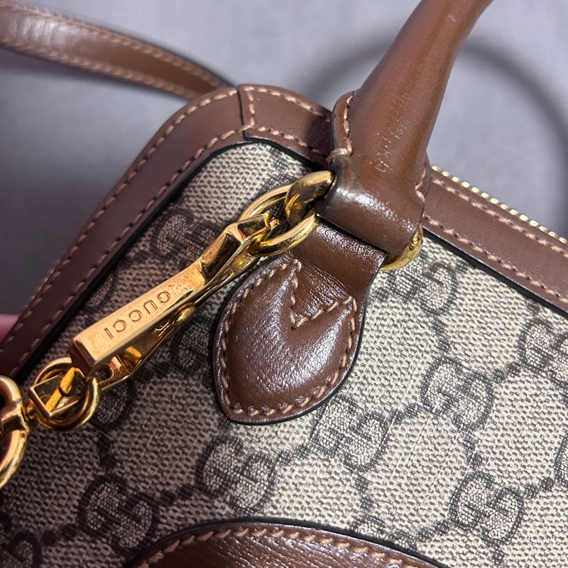《降價售、誠可議》Gucci Horsebit 1955 Mini Top Handle 貝殼包 焦糖棕-14
