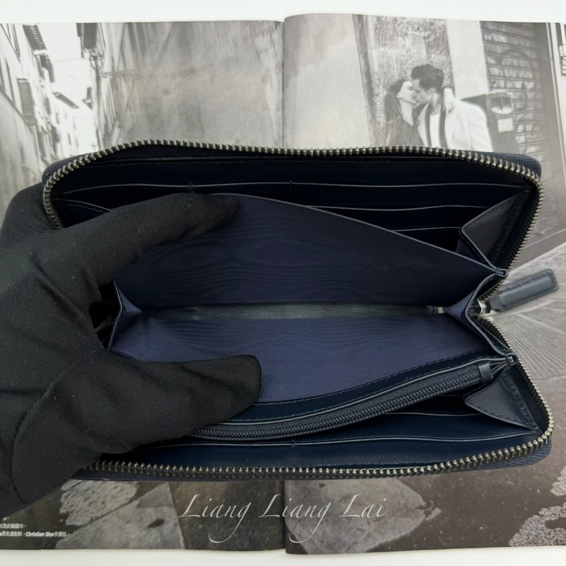 GUCCI 古馳 GG 壓紋小牛皮拉鍊深藍色長夾-6