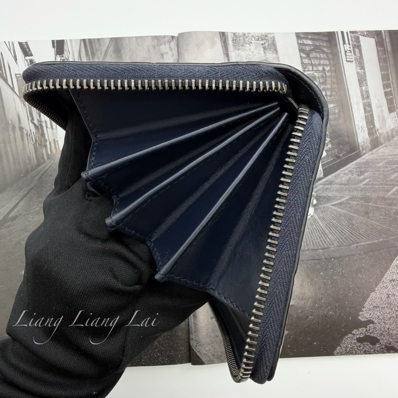 GUCCI 古馳 GG 壓紋小牛皮拉鍊深藍色長夾-9