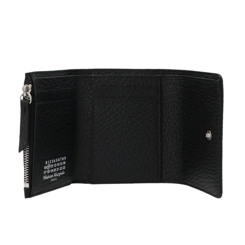 【Maison Margiela】四針 壓花小牛皮 三折 拉鍊零錢袋 短夾 皮夾 卡夾 黑色 SA3UI0010P4455T8013-4