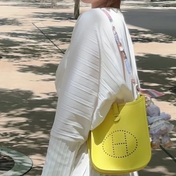 愛馬仕Hermès mini evelyne 檸檬黃銀扣🍋-2