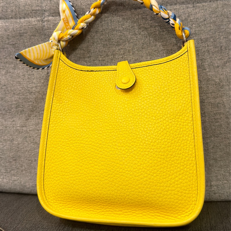 愛馬仕Hermès mini evelyne 檸檬黃銀扣🍋-5