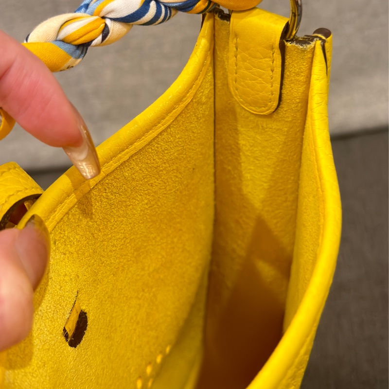 愛馬仕Hermès mini evelyne 檸檬黃銀扣🍋-7