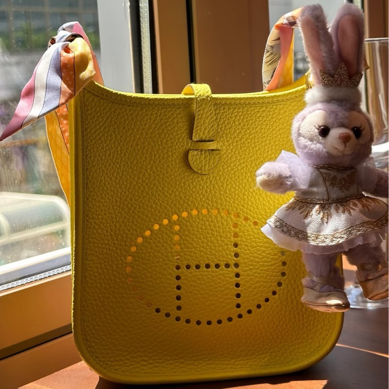 愛馬仕Hermès mini evelyne 檸檬黃銀扣🍋-5