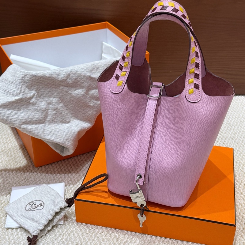 99新 閑置品Hermes/爱马仕 菜篮子18锦葵紫银扣epsom-0