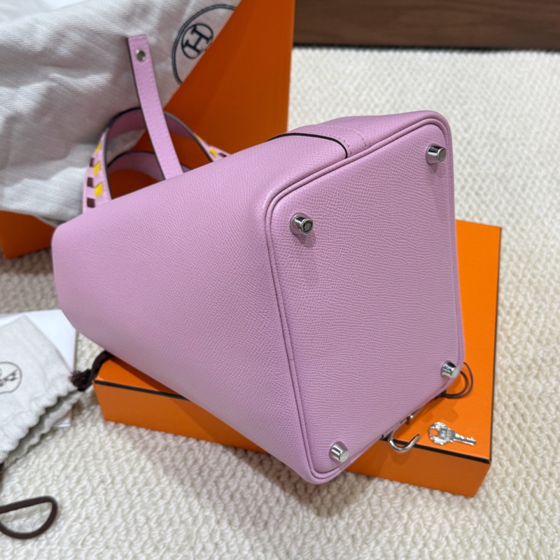 99新 閑置品Hermes/爱马仕 菜篮子18锦葵紫银扣epsom-9