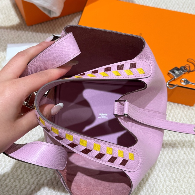 99新 閑置品Hermes/爱马仕 菜篮子18锦葵紫银扣epsom-11