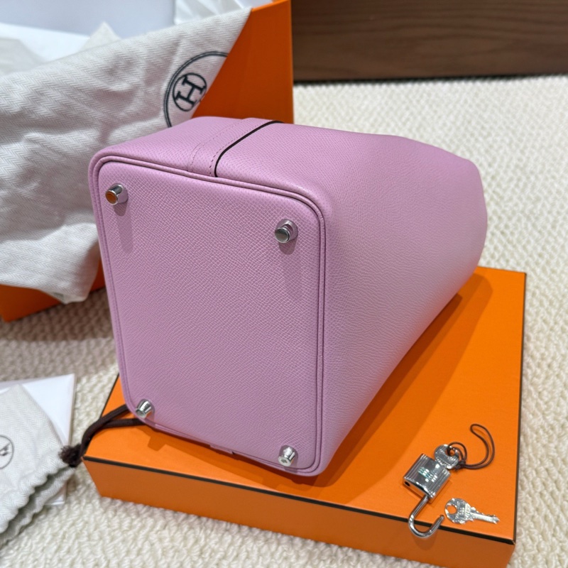 99新 閑置品Hermes/爱马仕 菜篮子18锦葵紫银扣epsom-12