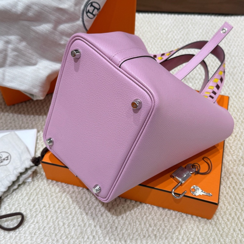 99新 閑置品Hermes/爱马仕 菜篮子18锦葵紫银扣epsom-13