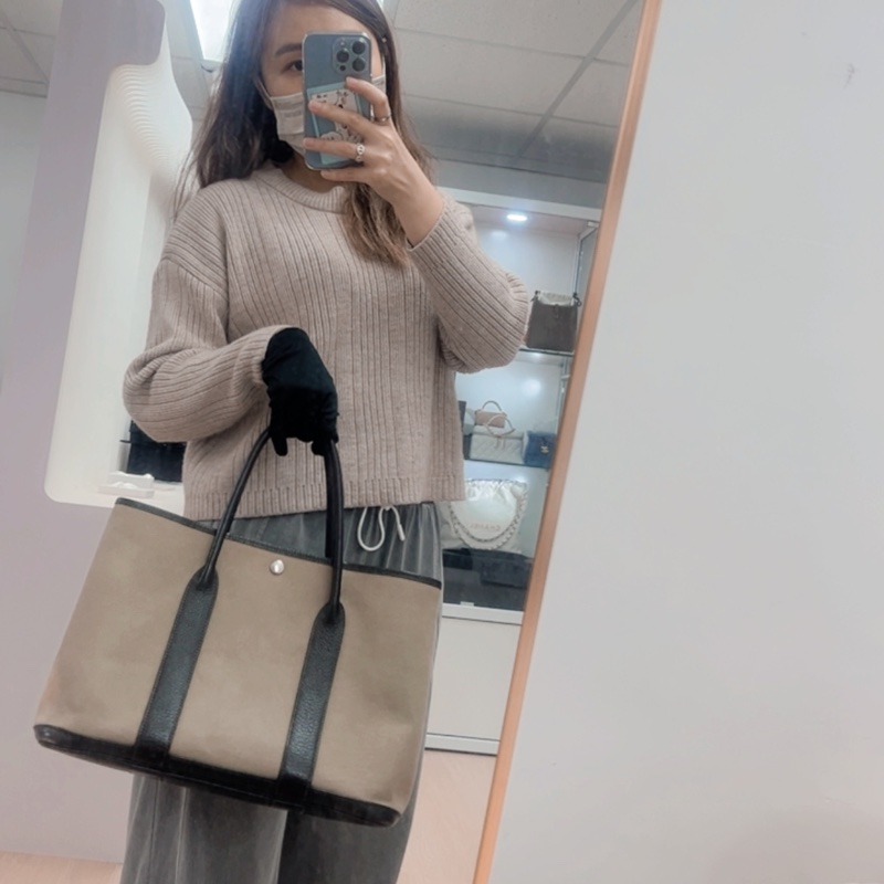 Hermes garden party 36 棕色帆布包/花園包-16