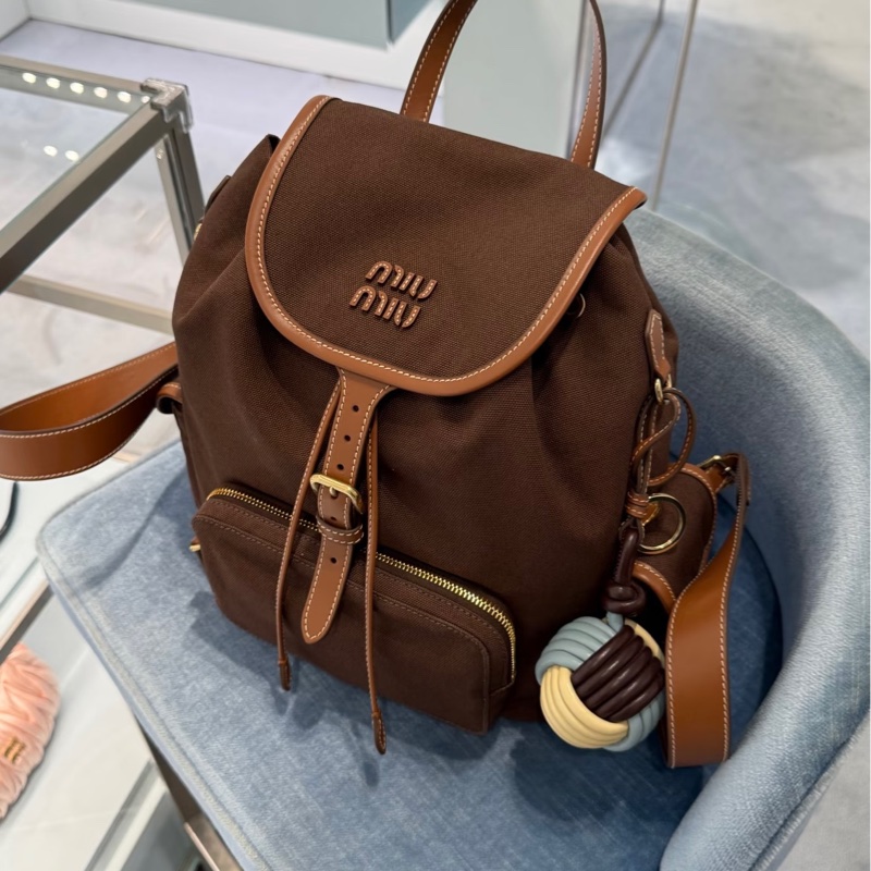 MiuMiu雙肩背包卡其 (大)-4