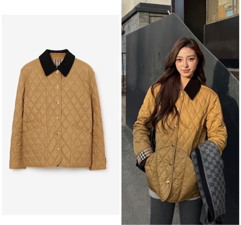 Burberry / 博柏利 金色菱形格棉服，尺寸：M碼-3