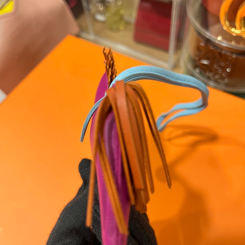 Hermes/愛馬仕Swift皮革 Rodeo MM Charm小馬掛飾(桃紅/水藍/橘)-6