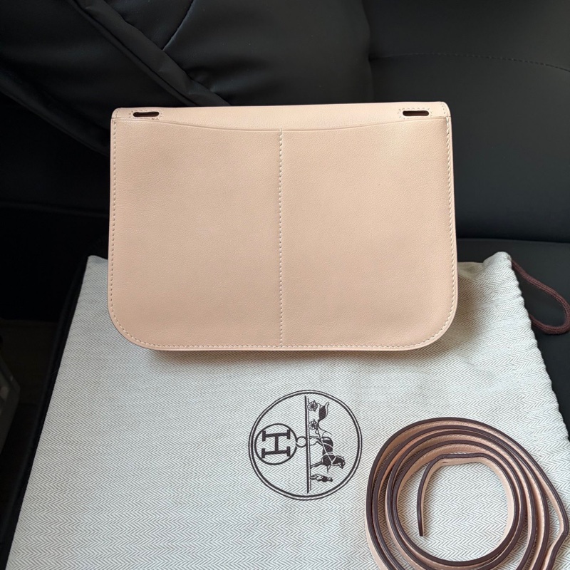 Hermes 愛馬仕 Halzan mini 22 薔薇粉銀扣 Swift皮 X刻-1