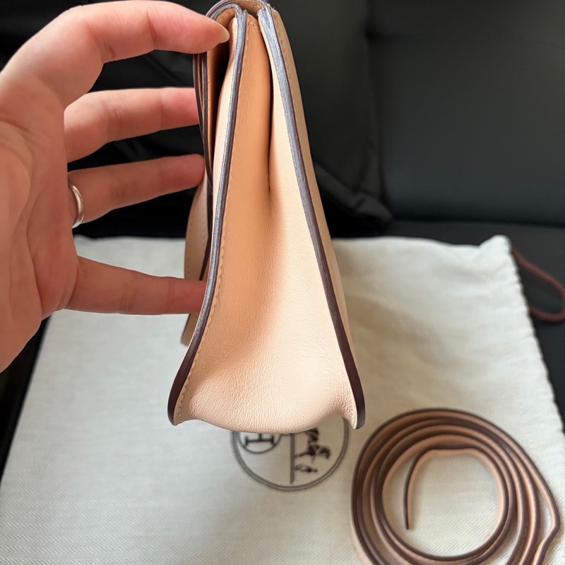 Hermes 愛馬仕 Halzan mini 22 薔薇粉銀扣 Swift皮 X刻-3