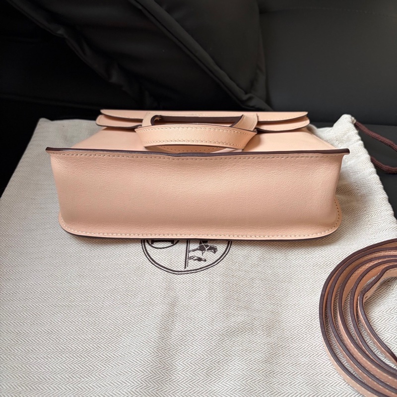 Hermes 愛馬仕 Halzan mini 22 薔薇粉銀扣 Swift皮 X刻-5