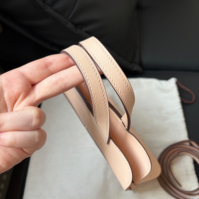 Hermes 愛馬仕 Halzan mini 22 薔薇粉銀扣 Swift皮 X刻-6