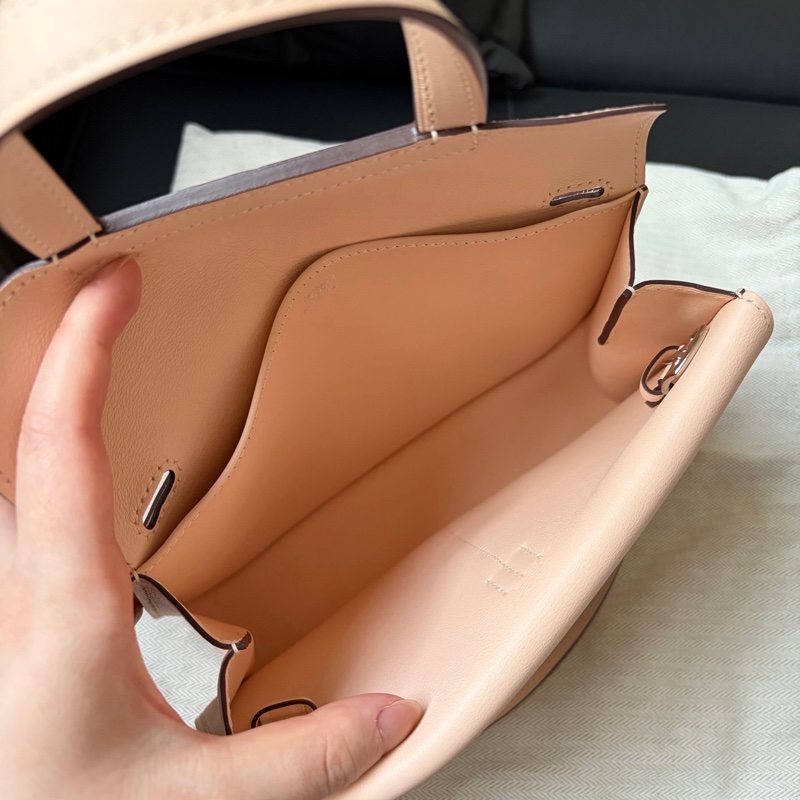 Hermes 愛馬仕 Halzan mini 22 薔薇粉銀扣 Swift皮 X刻-8