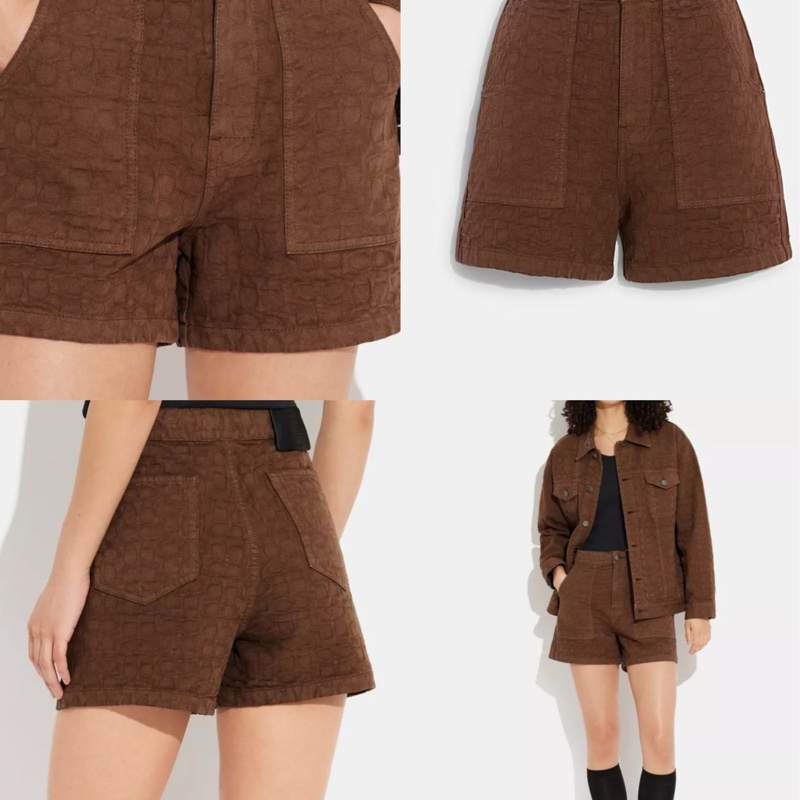 全新 coach巧克力色牛仔短褲（M號）-5