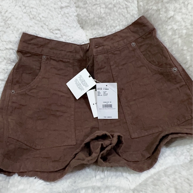 全新 coach巧克力色牛仔短褲（M號）-13